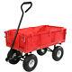 Sunnydaze Red Utility Cart With Folding Sides And Liner 400-pound Capacity