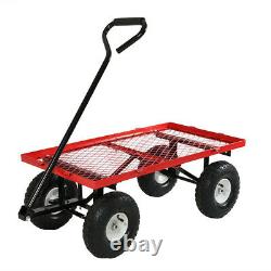 Sunnydaze Red Utility Cart with Folding Sides and Liner 400-Pound Capacity