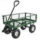 Sunnydaze Steel Utility Cart With Removable Folding Sides Green 400-lb Capacity