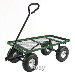 Sunnydaze Steel Utility Cart with Removable Folding Sides Green 400-lb Capacity