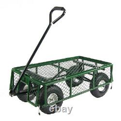 Sunnydaze Steel Utility Cart with Removable Folding Sides Green 400-lb Capacity