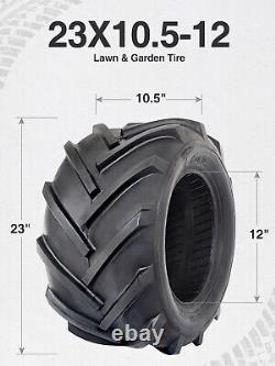 TWO 23x10.5-12 Lawn Mower Tires 23x10.5x12 6Ply Heavy Duty Tubeless Replacement