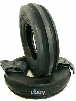 TWO New 5.50-16 Tri-Rib 3 Rib Front Tractor Tires & Tubes 6 Ply Rated Heavy Duty