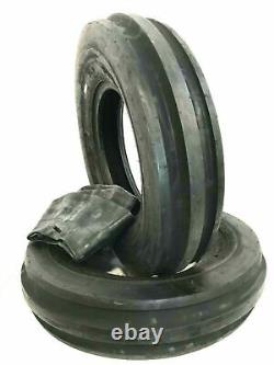 TWO New 5.50-16 Tri-Rib 3 Rib Front Tractor Tires & Tubes Heavy Duty 5.50x16