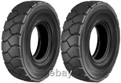 Two (2) 650-10 Forklift Heavy Duty Tires 6.50-10 with Tube Flap Rim Guard 10 PLY