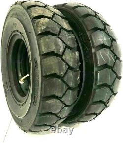 Two (2) 650-10 Forklift Heavy Duty Tires 6.50-10 with Tube Flap Rim Guard 10 PLY