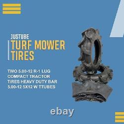 Two 5.00-12 R-1 Lug Compact Tractor Tires Heavy Duty Bar 5.00-12 5x12 W Ttube