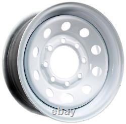 Two Heavy Duty Equipment Trailer Rims Wheels 16 in. 16X6 8H White Modular Design