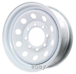 Two Heavy Duty Equipment Trailer Rims Wheels 16 in. 16X6 8H White Modular Design