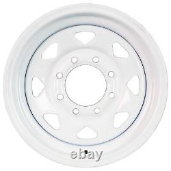 Two Heavy Duty Equipment Trailer Rims Wheels 16 in. 16X6 8H White Spoke Design