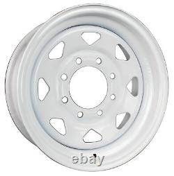 Two Heavy Duty Equipment Trailer Rims Wheels 16 in. 16X6 8H White Spoke Design