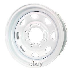 Two Heavy Duty Equipment Trailer Rims Wheels 16 in. 16X6 8H White Spoke Design