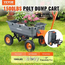 VEVOR Poly Garden Dump Cart Heavy-duty Yard Carts and Wagons 1500 lbs 13 Tires