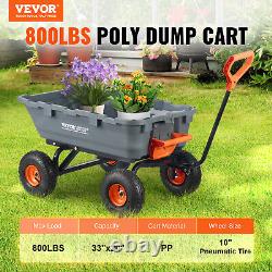 VEVOR Poly Garden Dump Cart Heavy-duty Yard Carts and Wagons 800 lbs 10 Tires