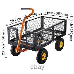 VEVOR Steel Garden Cart Utility Wagon 1200LB with Removable Sides Pneumatic Tires