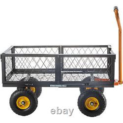 VEVOR Steel Garden Cart Utility Wagon 1200LB with Removable Sides Pneumatic Tires