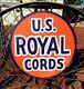 Vintage Metal Hand Painted Royal Cords Tires Sign Service Shop Heavy Duty Metal
