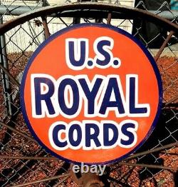 Vintage Metal Hand Painted ROYAL CORDS Tires Sign Service Shop Heavy Duty Metal