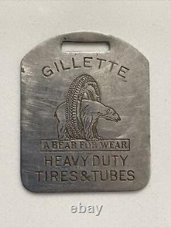 Vintage Watch Fob RIchmond Rubber Co Richmond VA Gillette Bear Heavy Duty Tires