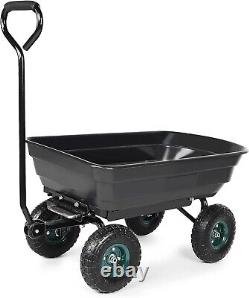 YSSOA Garden Dump Cart, Steel Frame, 10'' Tires, 660lb Capacity Heavy Duty Wagon