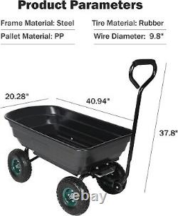 YSSOA Garden Dump Cart, Steel Frame, 10'' Tires, 660lb Capacity Heavy Duty Wagon