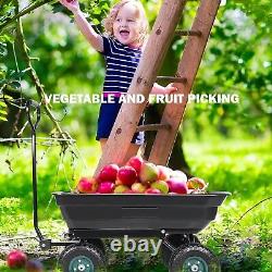 YSSOA Garden Dump Cart, Steel Frame, 10'' Tires, 660lb Capacity Heavy Duty Wagon